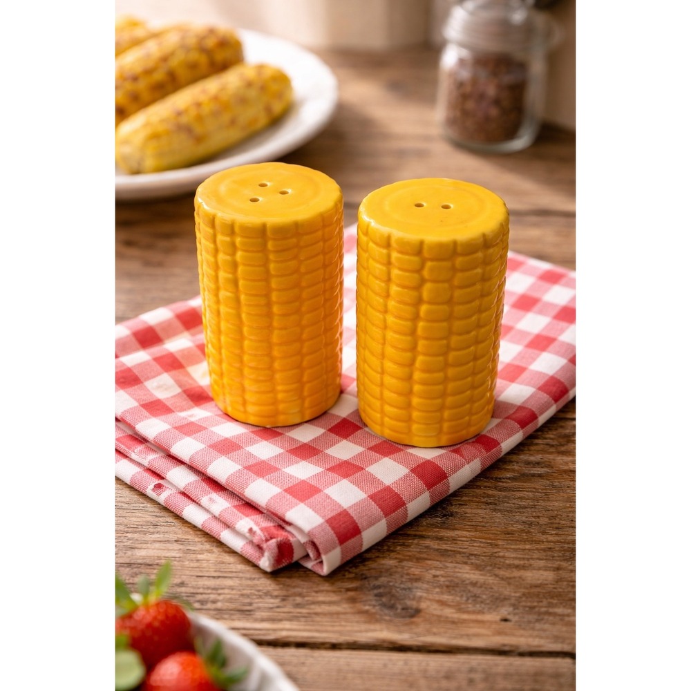 Corn‎ on Cob Salt Pepper Shakers Farmhouse Kitchen Decor Set Summer Country